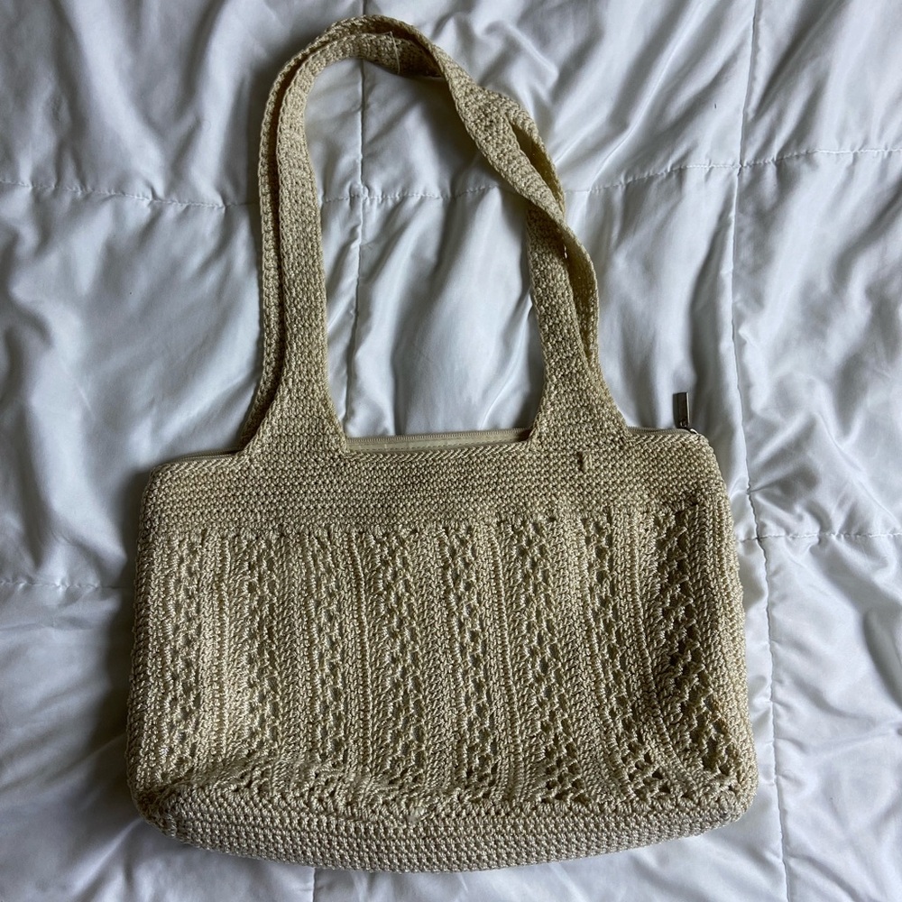 The Sak crochet beige bag